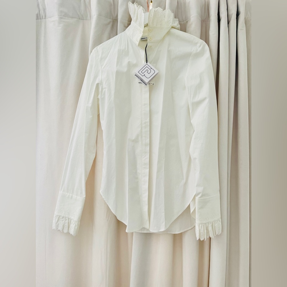 paco rabanne ruffled collar shirt w/ tags